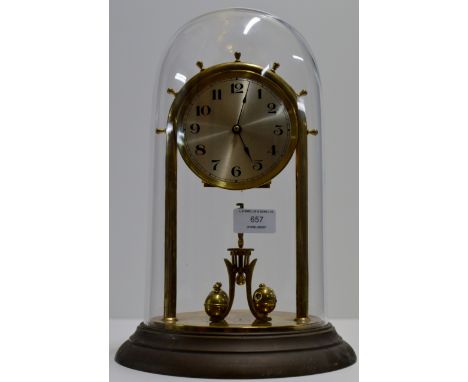 BRASS GLASS DOME MANTLE CLOCK     