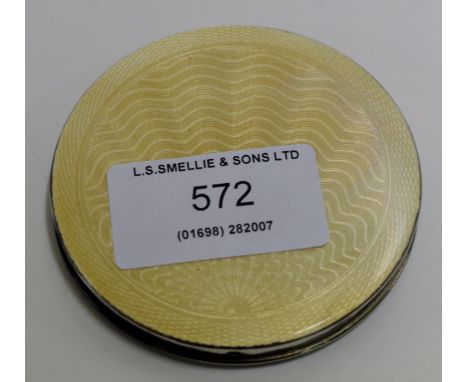 ART DECO GUILLOCHE ENAMEL CIRCULAR POWDER COMPACT     