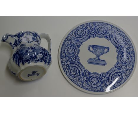 SPODE BLUE & WHITE CAKE PLATE & MASON'S BLUE & WHITE JUG     