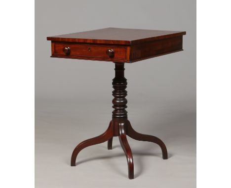 A Victorian mahogany single drawer centre pedestal sofa table, 61cm x 50cm.   Condition Report. To be used as a guide only.  