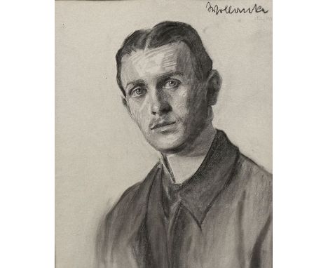 Wollanke, EllyHerrenbildnis. 1910. Kohlezeichnung/ getontes Bütten, sign., dat., 51,5 x 42 cm, hinter Blende. Portrait of a m