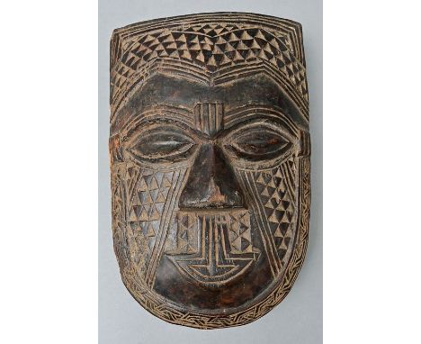 Dose, D. R. Kongo, KubaHolz, geschnitzt, dunkelbraune Patina, Deckeldose in Form einer Maske, Deckel als anthropomorphe Gesic