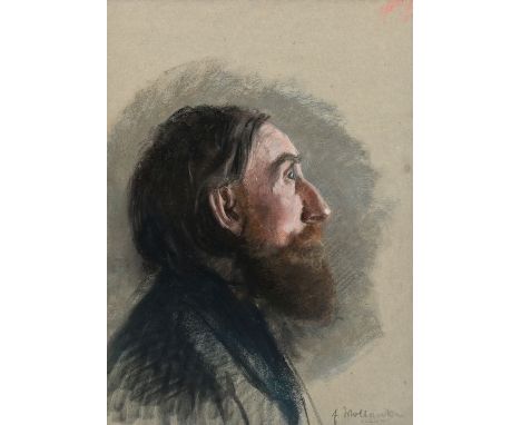 Wollanke, EllyBildnis eines bärtigen Mannes im Profil. 1911. Pastel auf Tonpapier, sign, dat. "5.6.April 1911". 55 x 40 cm, h