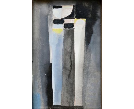 Unbekannt, 20. Jh.Geometrische Komposition mit halbrundem Abschluss. Aquarell und Gouache auf Papier, 20. Jh. Unsigniert. Rüc