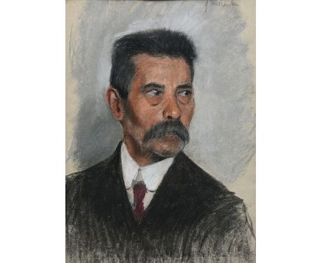 Wollanke, EllyHerrenbildnis. Pastell, sign., Zweckenlöcher, 54,5 x 40 cm, hinter Blende. Portrait of a man, pastel, signed, 5