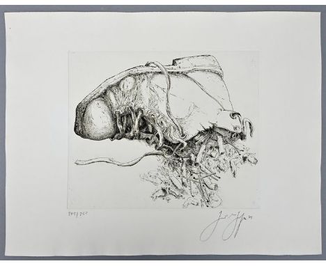 Grass, Günther. 1927 Danzig - 2015 Lübeck."Kippen und Schuh", 1974, Radierung, rechts unter der Grafik signiert und datiert, 