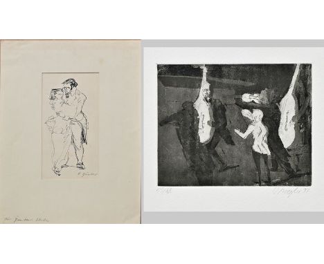 Drei Blatt Grafik und ein AquarellRadierung, Aquatinta und Federlithografie, zweite Hälfte 20. Jh. Enthalten: Martin Pietsch 