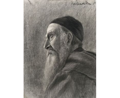 Wollanke, EllyBildnis eines Rabbi (Profil), ca. 1910, Kohlezeichnung/ Bütten, signiert, dat. (verdeckt), 58,5 x 43 cm, hinter