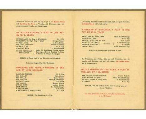 Abbey Theatre.   Programme. Irish National Theatre Society.   Quarto brown wrappers with hound design.  Tuesday 27 December 1