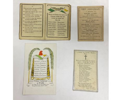 Republican Interest - 1916, In Memorian, a group of four variant "In Memorial," First Anniversary Cards for Republican Leader