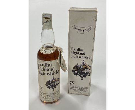 Scotch Whisky: "Cardhu Highland Malt Whisky," 8 year Old, Bottled, Second Batch of 1967, No. 4406, 75 Proof, 26 3/4 ozs., wit