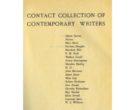 [Joyce (James)] Contact Collection of Contemporary Writers. Contact Editions, Three Mountains Press, Paris [1925] printed by 