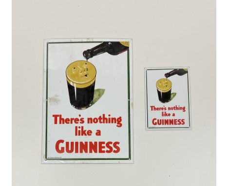 Advertisement: Guinness &amp; Co., a 1960 large enamel Sign depicting a Pint with smiling face and "There's Nothing Like a Gu