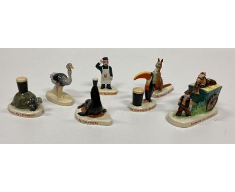 Advertisement: Guinness &amp; Co., a set of 7 Carltonware porcelain Figures, including: Toucan, Zoo Keeper, Seal, Turtle, Kan