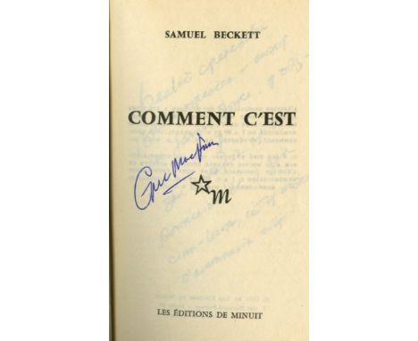 Beckett (Samuel).   Comment C'Est, Roman. Paris, Les Editions de Minuit  1961, wrs, possibly the first unlimited issue, profu