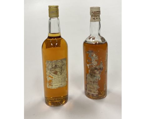 Scotch Whisky: A bottle of "Islay Mist," Scotch Whisky, distilled by D. Johnson &amp; Co., sprit level up to shoulder,; and a