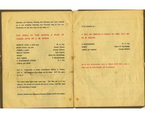 Synge's First Play on Abbey Stage

Abbey Theatre.   Programme. Irish National Theatre Society.   Quarto brown wrappers with h