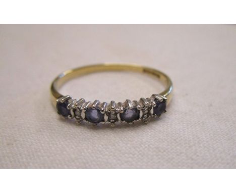 Gold amethyst &amp; diamond half hoop ring