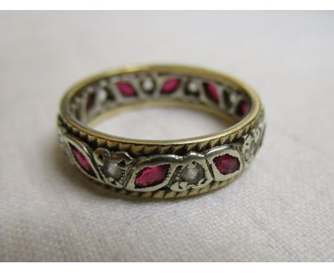 Gold ruby eternity ring (Size approx P)