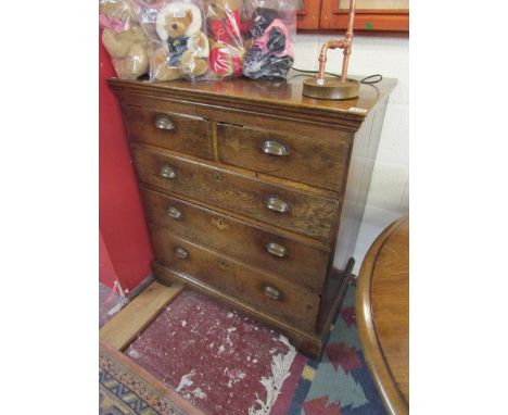 Oak Georgian chest of 2 over 3 drawers on bracket feet