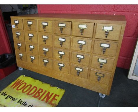 Vintage oak bank of 24 drawers