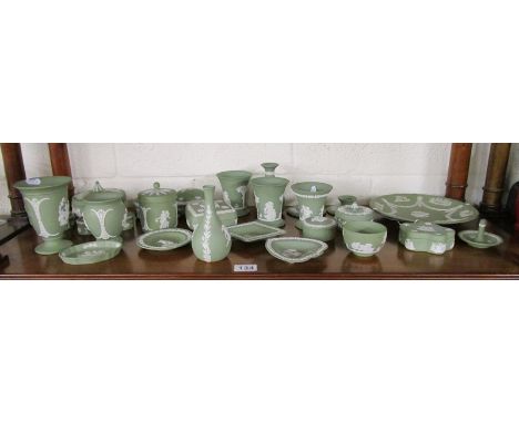 Shelf of green Wedgwood Jasperware