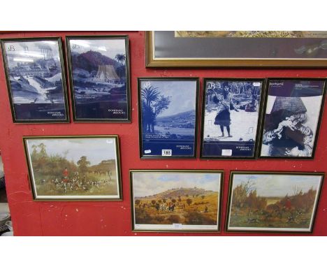 5 Bonham &amp; Brookes advertising posters &amp; 3 signed hunting prints to include Donald Ayres