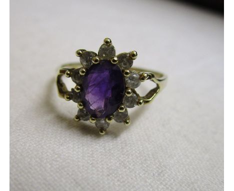 Gold amethyst cluster ring