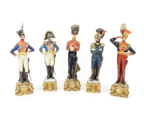 Twelve Naples porcelain figures of soldiers on integral square bases and a Michael Sutty porcelain soldier figure model no. 8