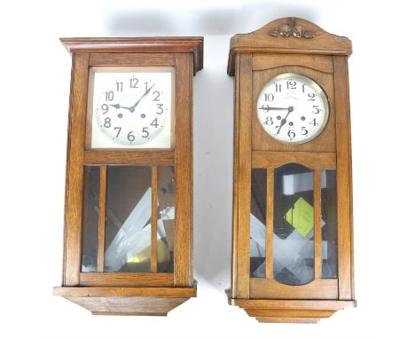 Mahogany chiming wall clock with dial marked Clairetta, Rabouin-Bodin, with pendulum, h73cm w 30cm, together with wall clock 