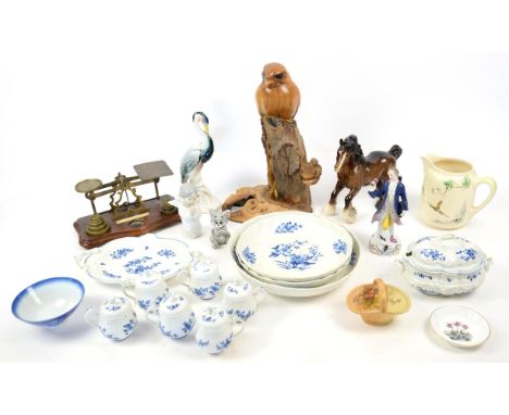 Karl Ens porcelain figure of a Heron, 25cm high, together with a collection of miscellaneous items to include Royal Worcester