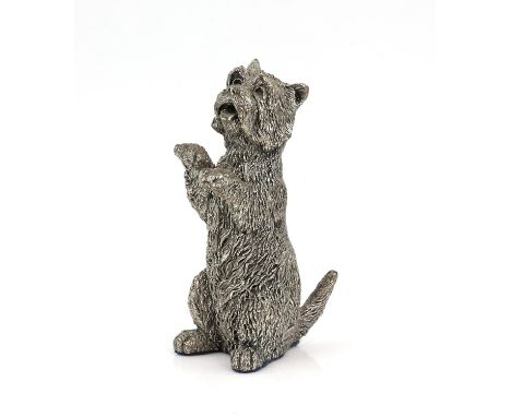 AMENDED DESCRIPTION Filled silver model of a West Highland Terrier, in the begging position, by Country Artists, Sheffield Co