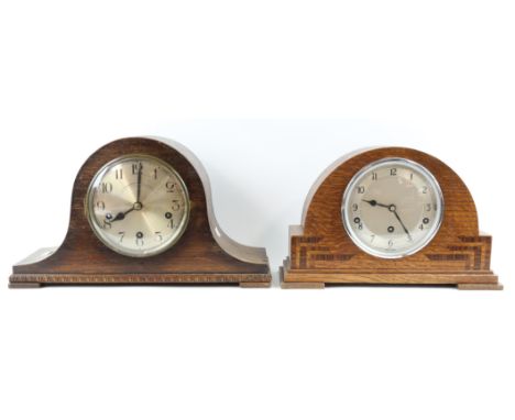 Garrard oak cased 8 day Westminster and Whittington chiming mantel clock, h23.5cm w34.5cm d12.5cm, together with a German Bad