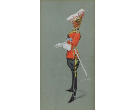 G. Lambert. Portrait of a Guardsman. Gouache, signed middle right. 48 x 31cm. Condition Report:  We are unsure as to the iden