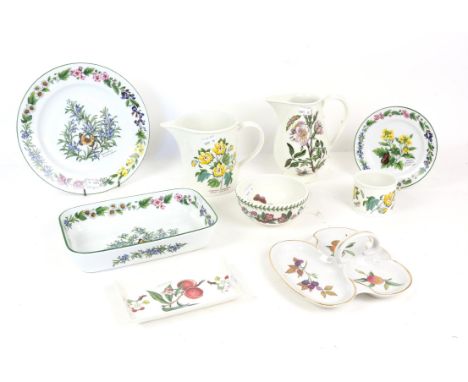 Royal Worcester Rosemary pattern plates x 7, 8 black mustard side plates, Royal Worcester herbs, open vegetable tureen, toget