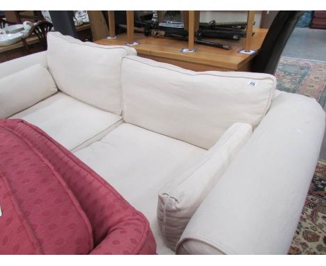 A cream sofa.