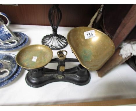 A set of Salter No.56 kitchen scales with brass pans.
