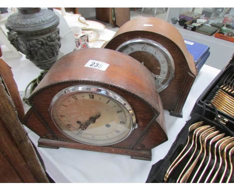 2 oak mantel clocks.