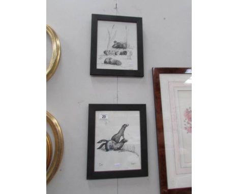 A pair of framed and glazed wild life studies signed Laura Hopper.