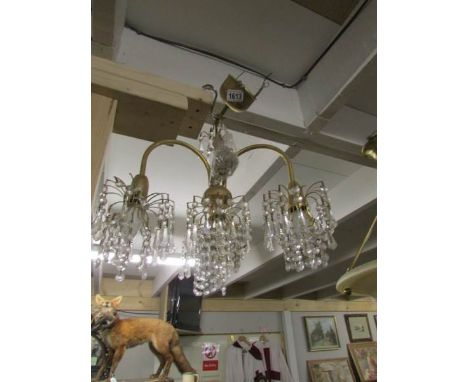 A 3 lamp chandelier, a/f.
