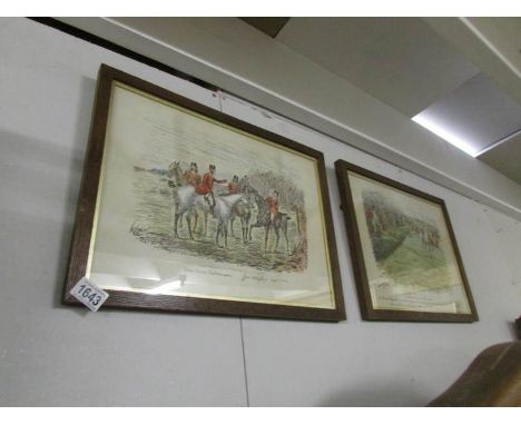 A pair of framed and glazed hunting prints.