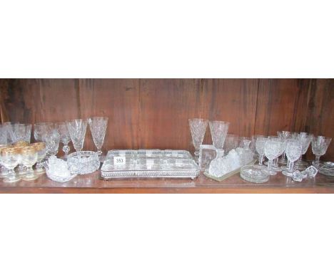 A shelf of glass ware.