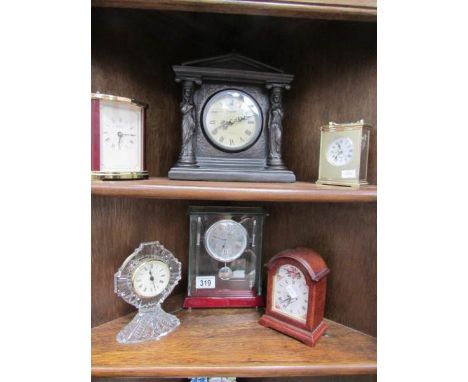 6 assorted mantel clocks.