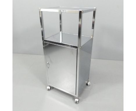 A vintage polished metal bathroom / styling cabinet. 40x90x32cm. 