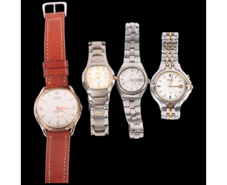 A group of various wristwatches, including a gent's Invicta automatic wristwatch, leather strap, a lady's Seiko titanium-case