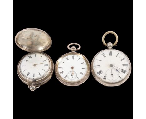 A 19th century silver-cased full hunter pocket watch, white enamel dial and black Roman numerals, with verge fusee movement, 