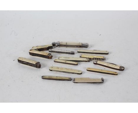 Collection of various penknives, to include mother of pearl examples, (14)
