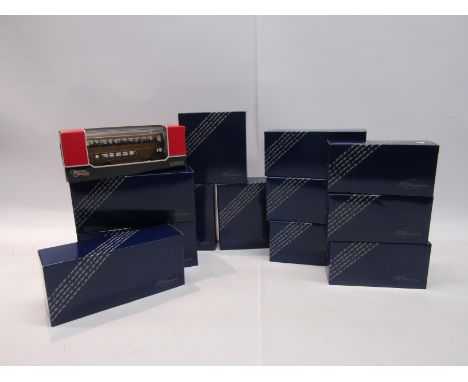 A collection of boxed Corgi Royal Mail Millennium Collection diecast vehicles and a cased EFE Ipswich bus (13)   