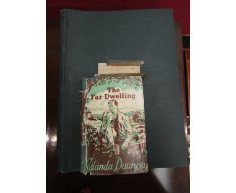 A scrap album with content relating to the novel "The Far Dwelling". by Rolanda Dauncey, 1955, numerous press cuttings and pr