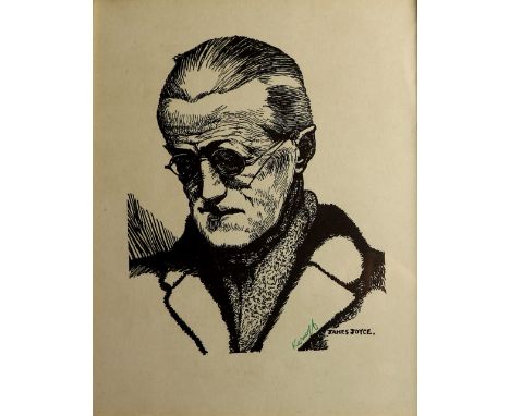 Kernoff (Harry) James Joyce, black and white head and shoulders portrait, approx. 9 1/2" x 7 1/2". Signed in green by the art